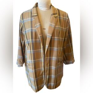 Est. 1946 Blazer Sz. 18/20W Tan Plaid Lightweight Packable Boxy
